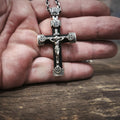 Sterling Silver Orthodox Crucifix Necklace & Ebony Wood - Religious Pendant