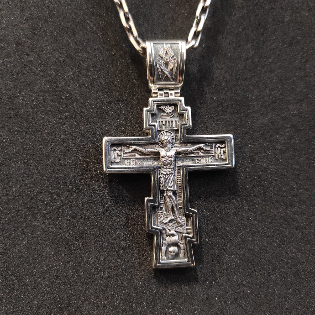 Sterling Silver Orthodox Crucifix Necklace - Religious Pendant