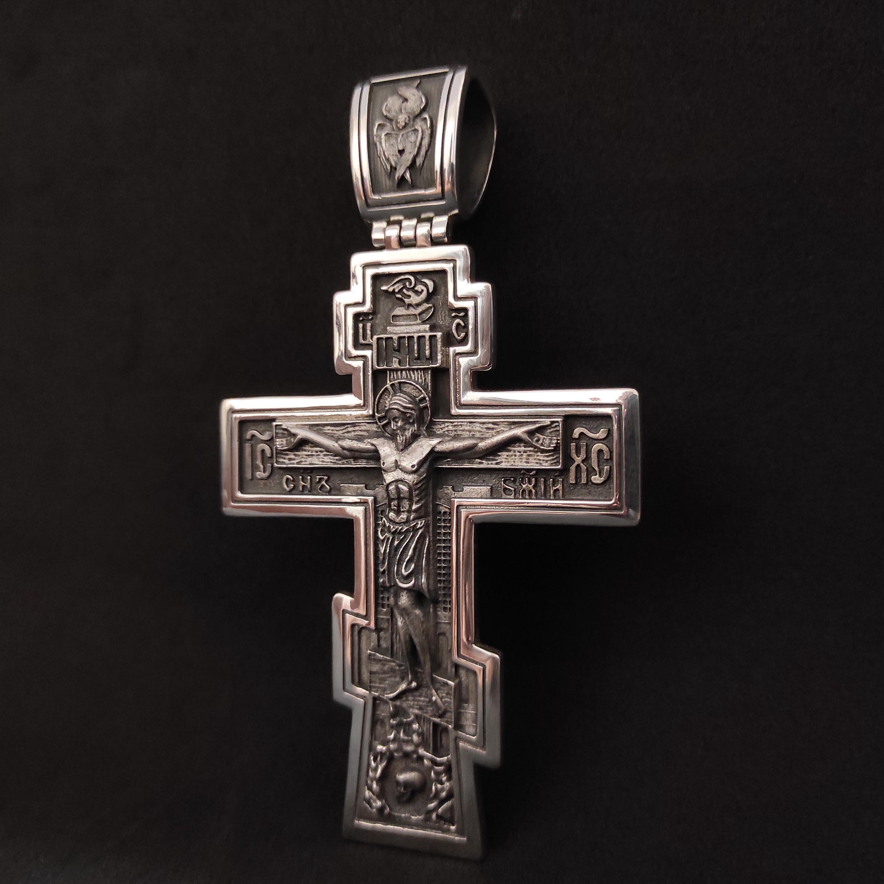 Sterling Silver Orthodox Crucifix Pendant - Religious Christian Jewelry