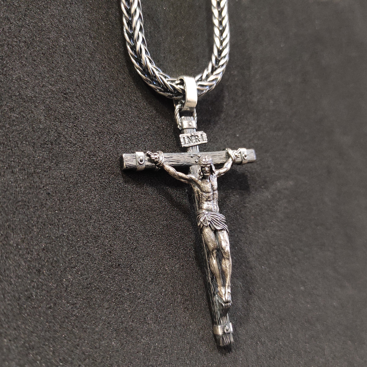 Personalized Sterling Silver Jesus Cross Necklace: Handmade Religious Gift