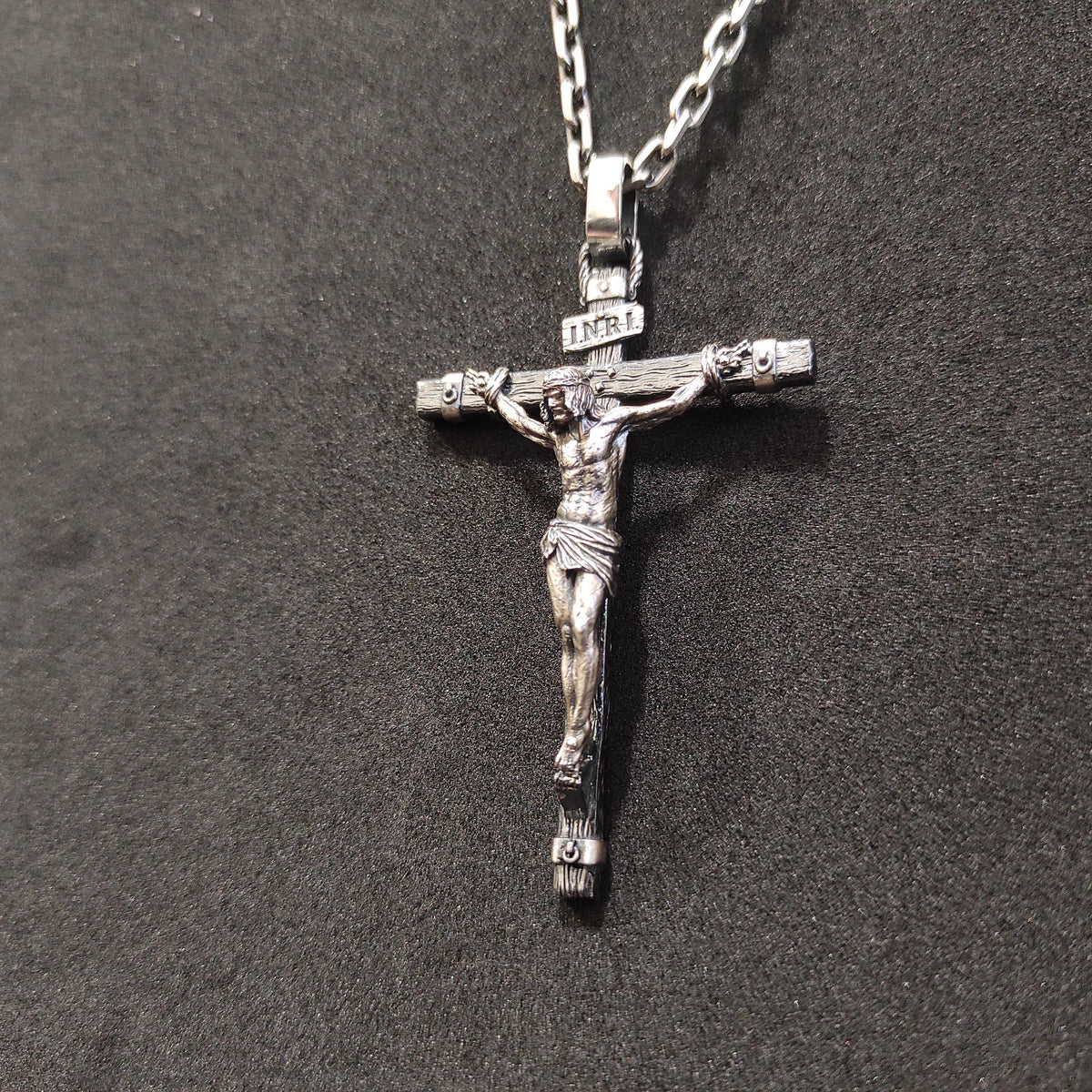 Personalized Sterling Silver Jesus Cross Necklace: Handmade Religious Pendant