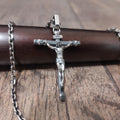 Handmade Silver Jesus Crucifix Necklace, Religious Gift