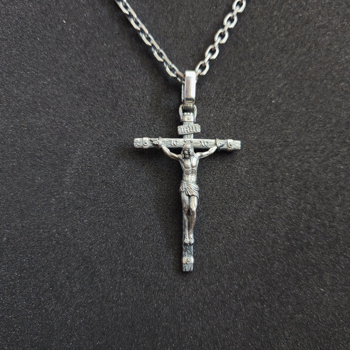 Sterling Silver Orthodox Crucifix Necklace: Christian Religious Pendant