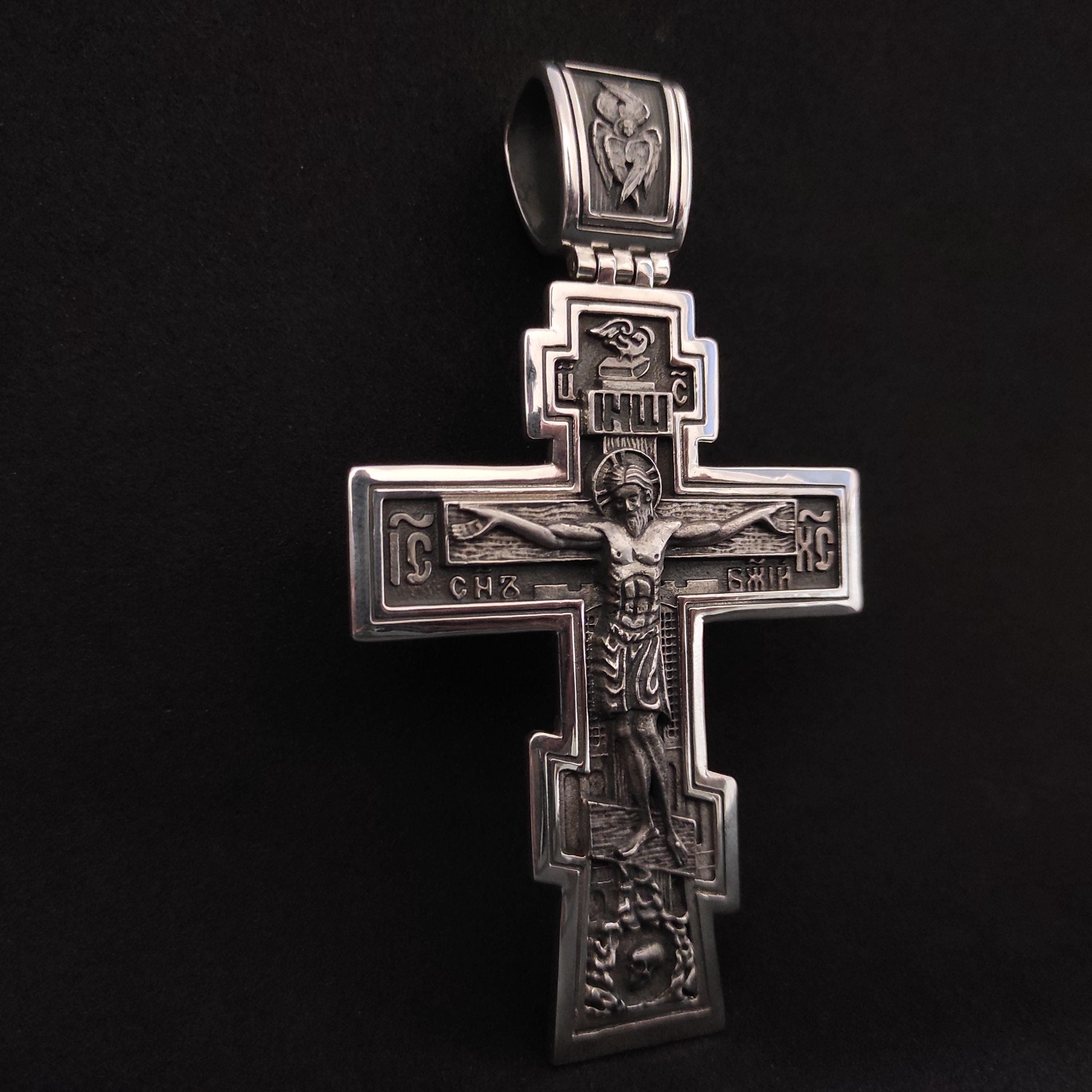 Sterling Silver Orthodox Crucifix Pendant - Religious Christian Jewelry