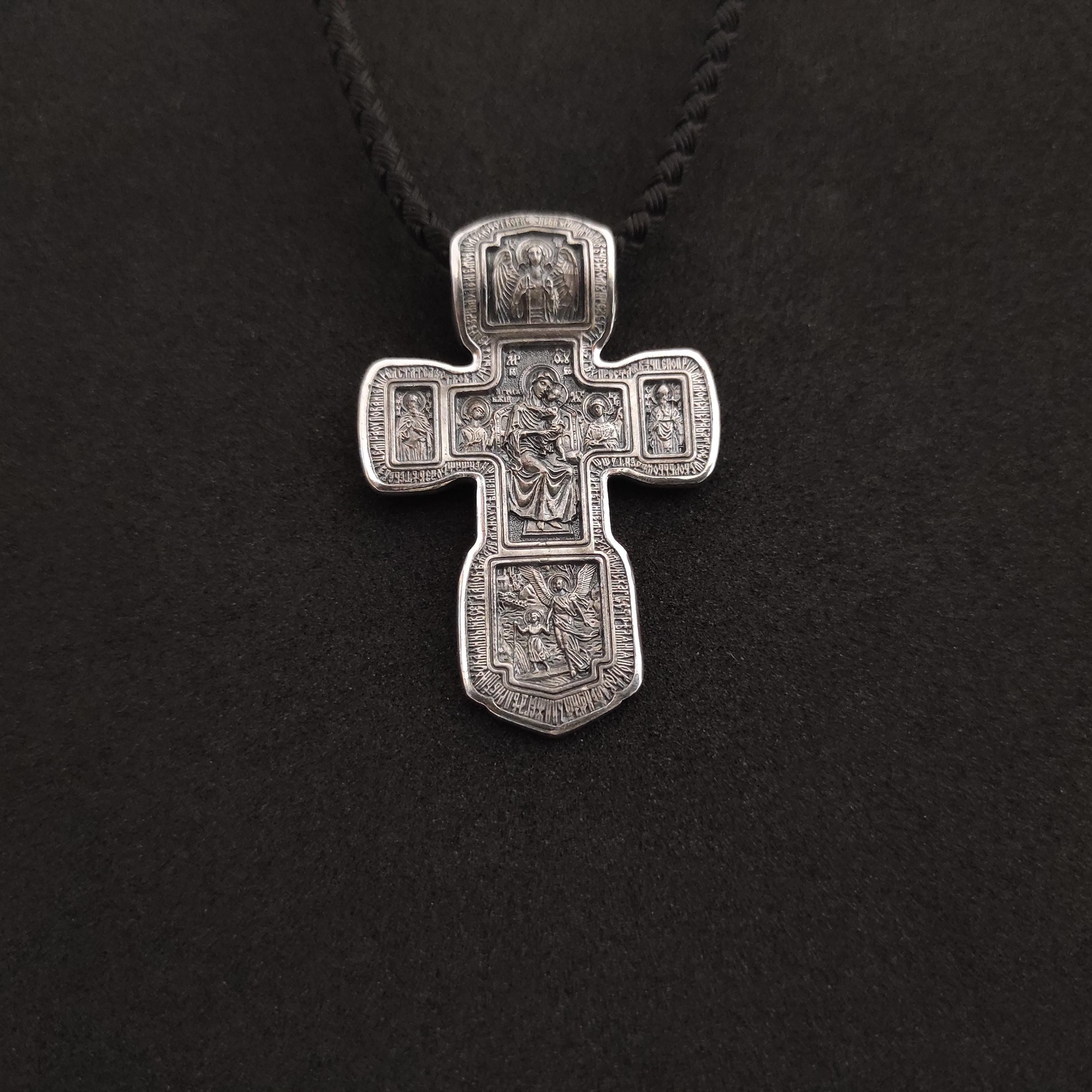 Sterling Silver Orthodox Crucifix Pendant - Religious Necklace