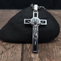 Personalized Saint Benedict Crucifix Necklace: Sterling Silver & Ebony Wood