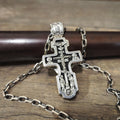 Sterling Silver Orthodox Crucifix Necklace Archangel Saint Michael & Ebony Wood - Religious Pendant