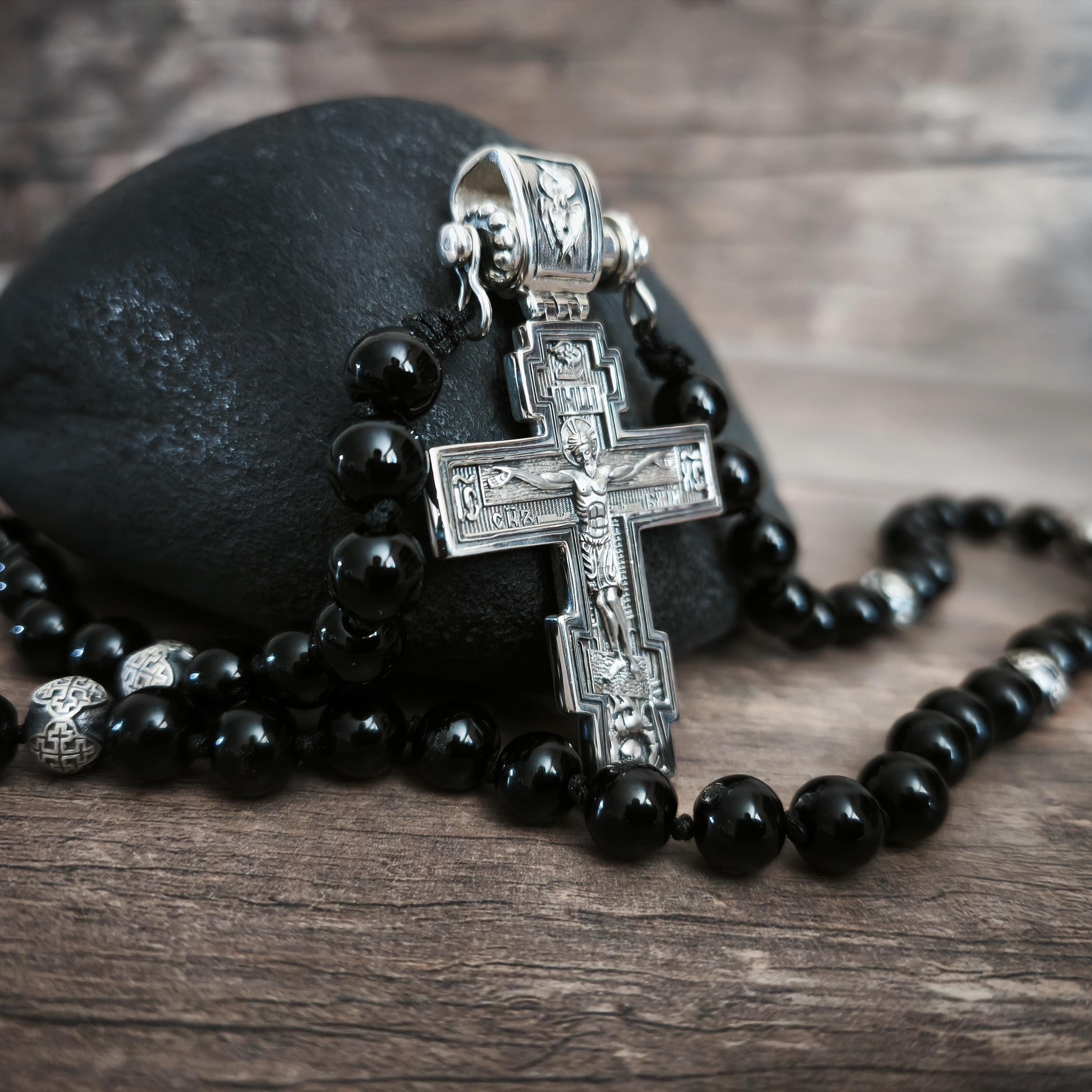 Sterling Silver Orthodox Crucifix Necklace: Religious Pendant
