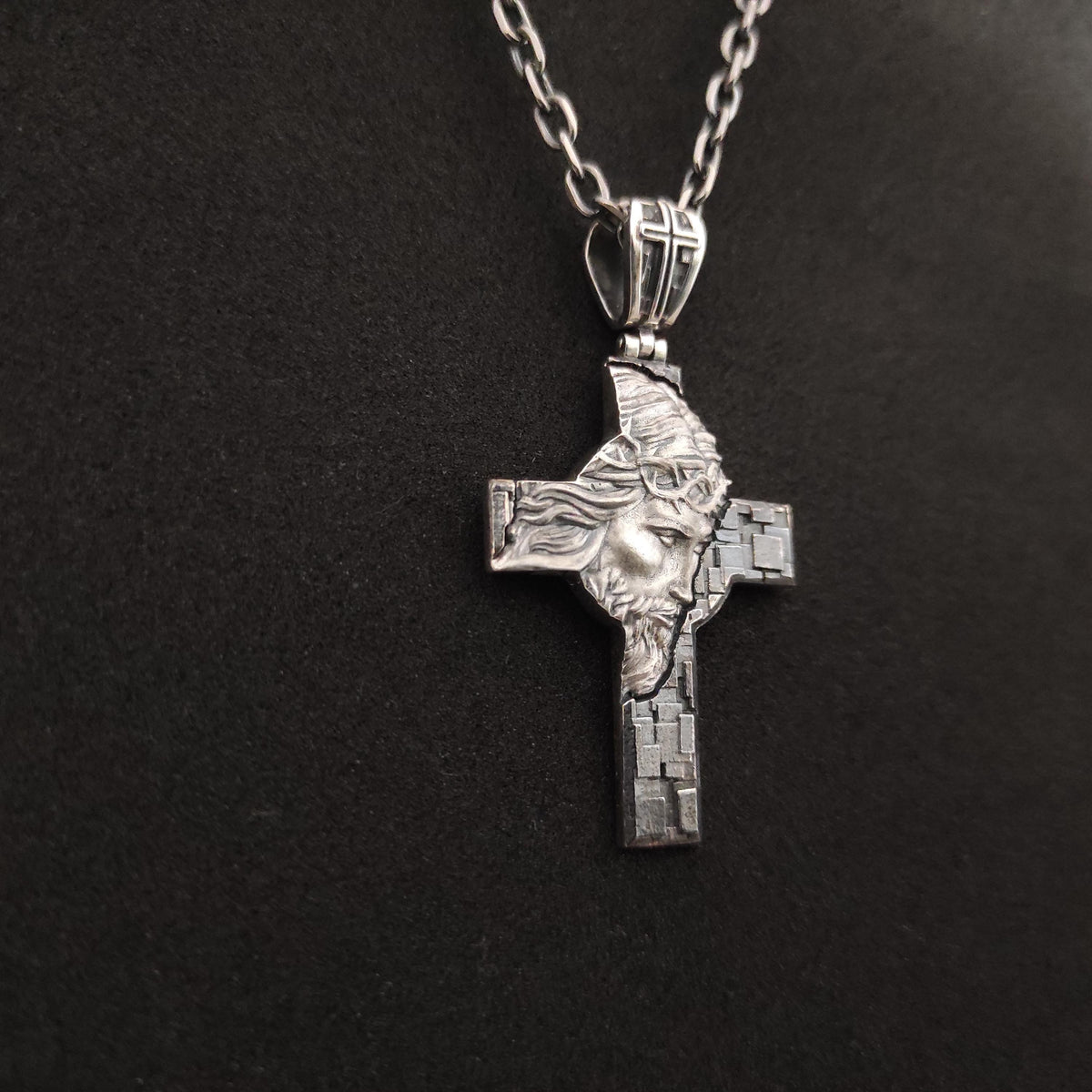 Personalized Sterling Silver Jesus Cross Necklace: Christian Religious Gift