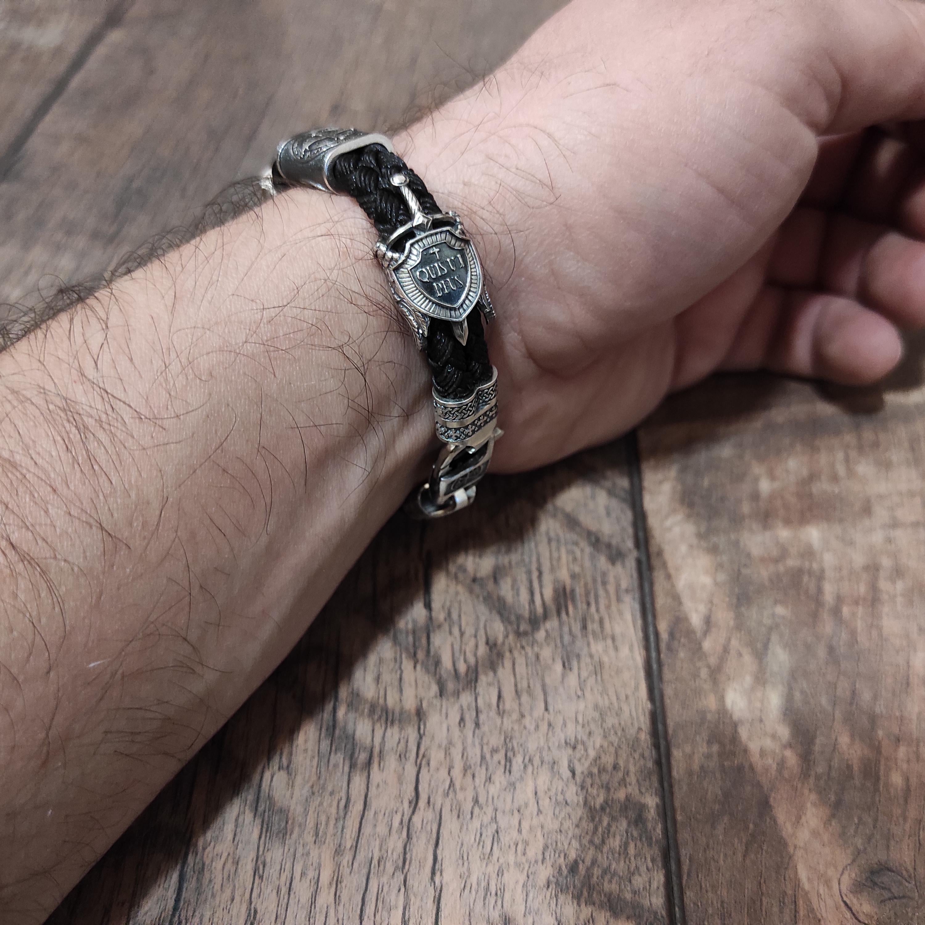 Silver Archangel Saint Michael Bracelet: St. Benedict Exorcism Cross Medal