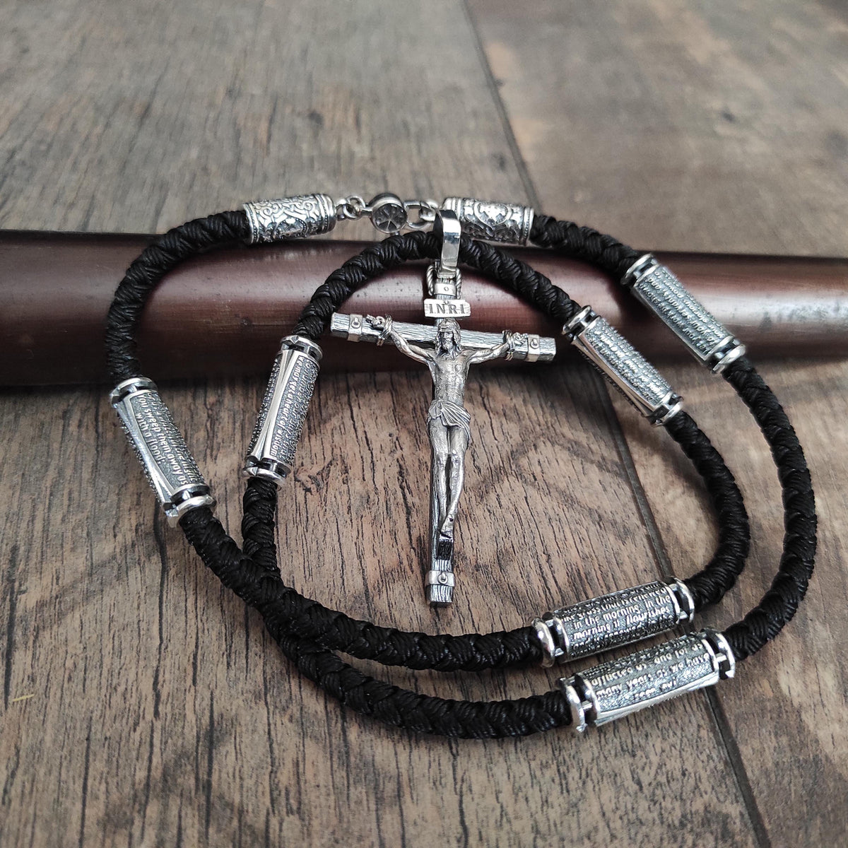 Personalized Sterling Silver Jesus Cross Necklace: Handmade Religious Gift