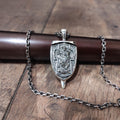 Sterling Silver Archangel Michael Shield Pendant Necklace: Religious Gift