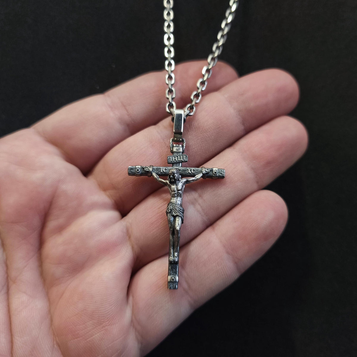 Sterling Silver Orthodox Crucifix Necklace: Christian Religious Pendant