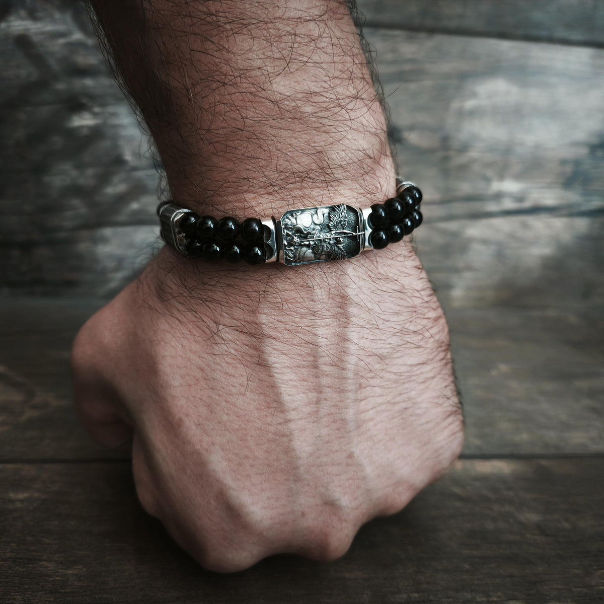 Handmade Sterling Silver Saint Michael Bracelet: Archangel Shield Jewelry