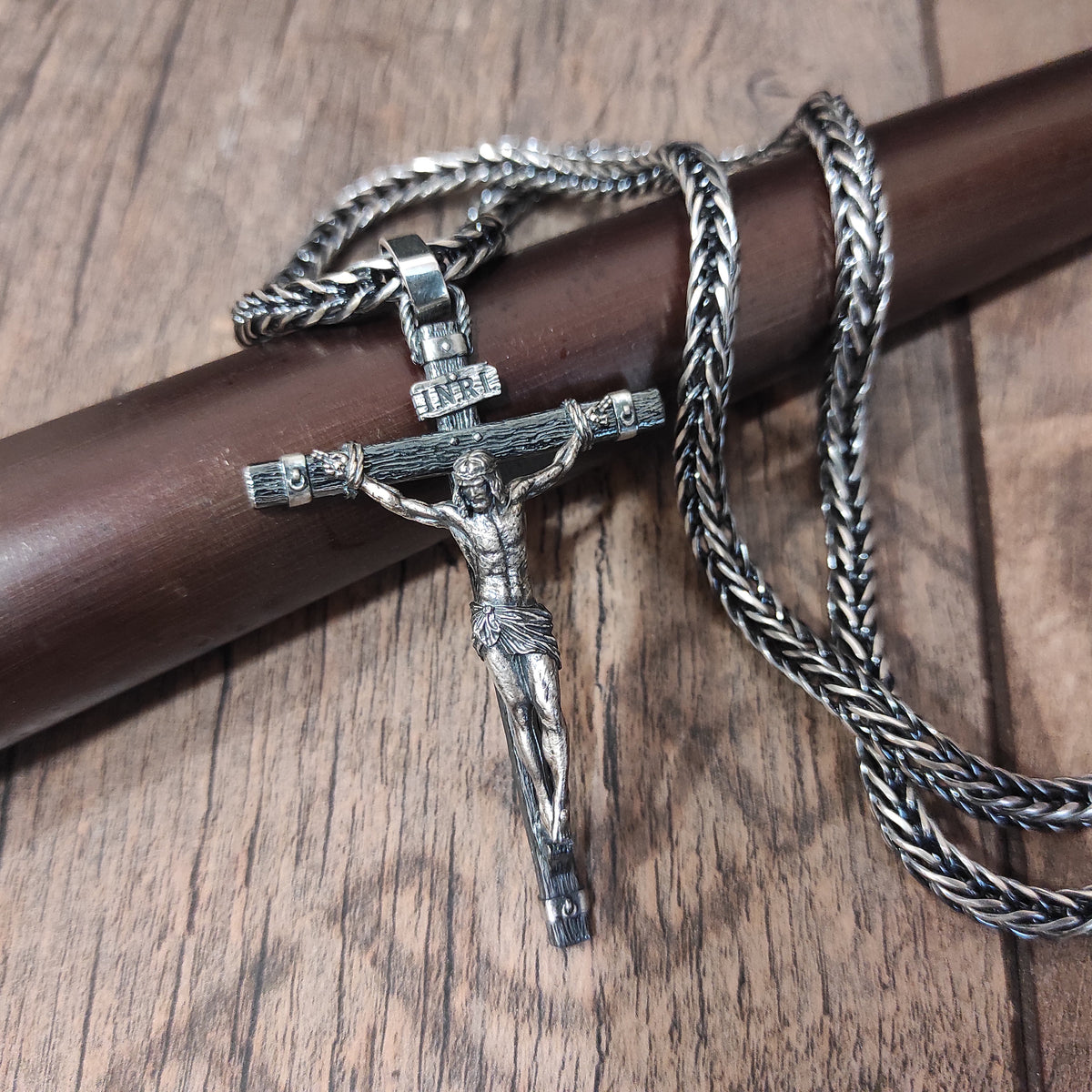 Personalized Sterling Silver Jesus Cross Necklace: Handmade Religious Gift
