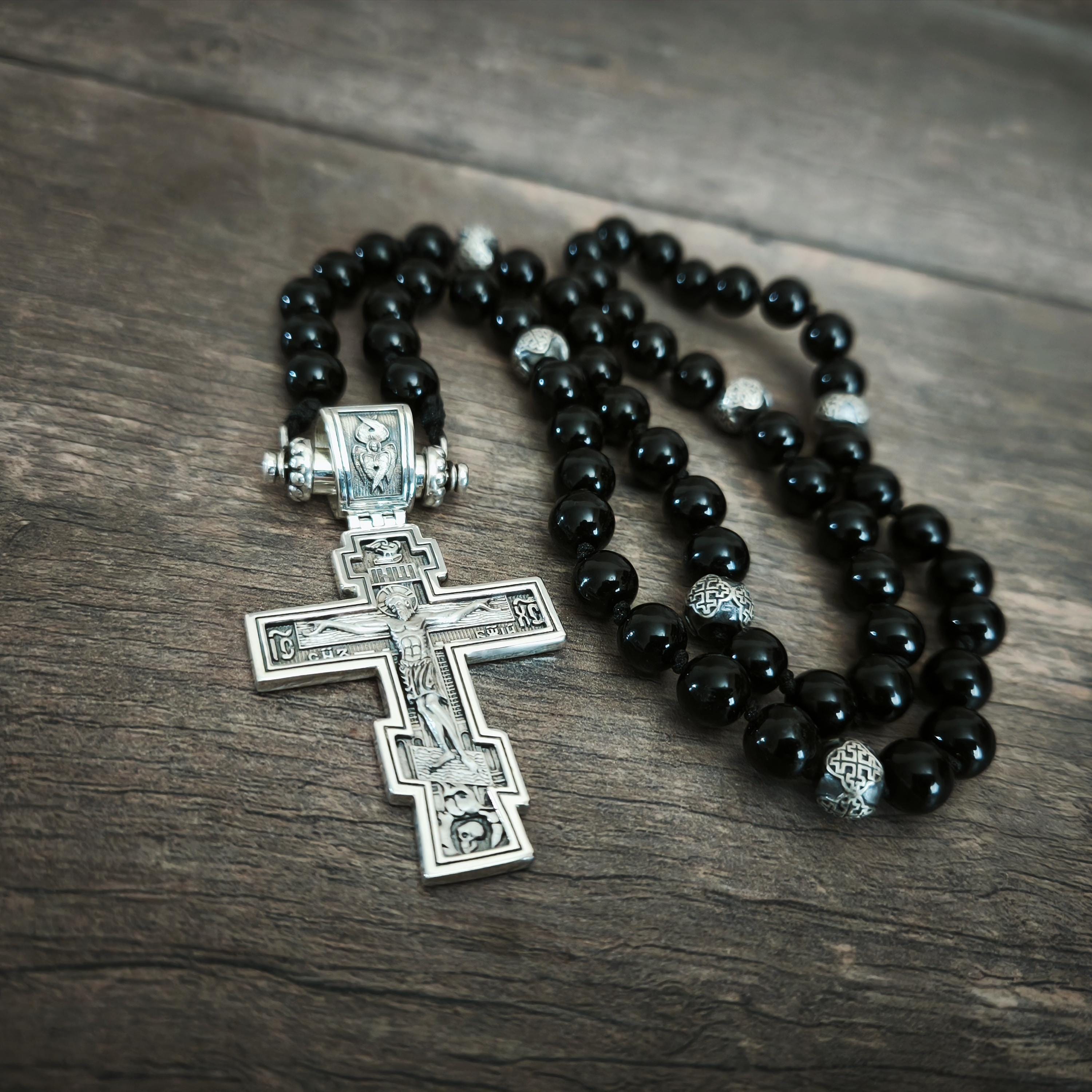 Sterling Silver Orthodox Crucifix Necklace: Religious Pendant