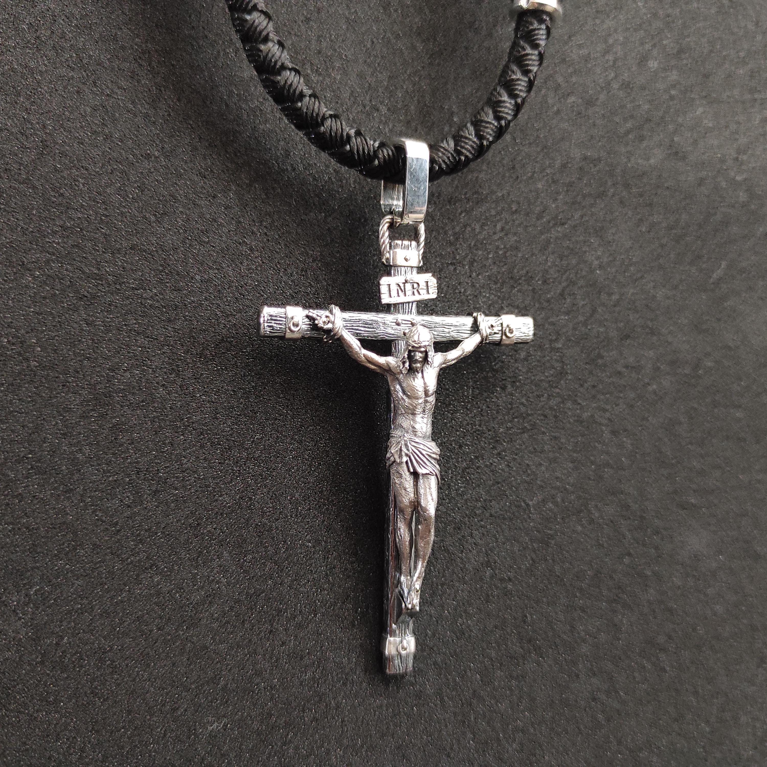 Personalized Sterling Silver Jesus Cross Necklace: Handmade Religious Gift
