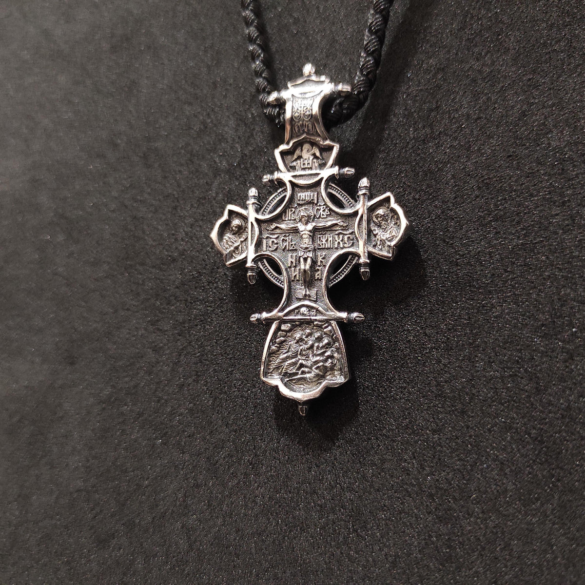 Silver Orthodox Crucifix Necklace: Christian Jesus Cross Pendant