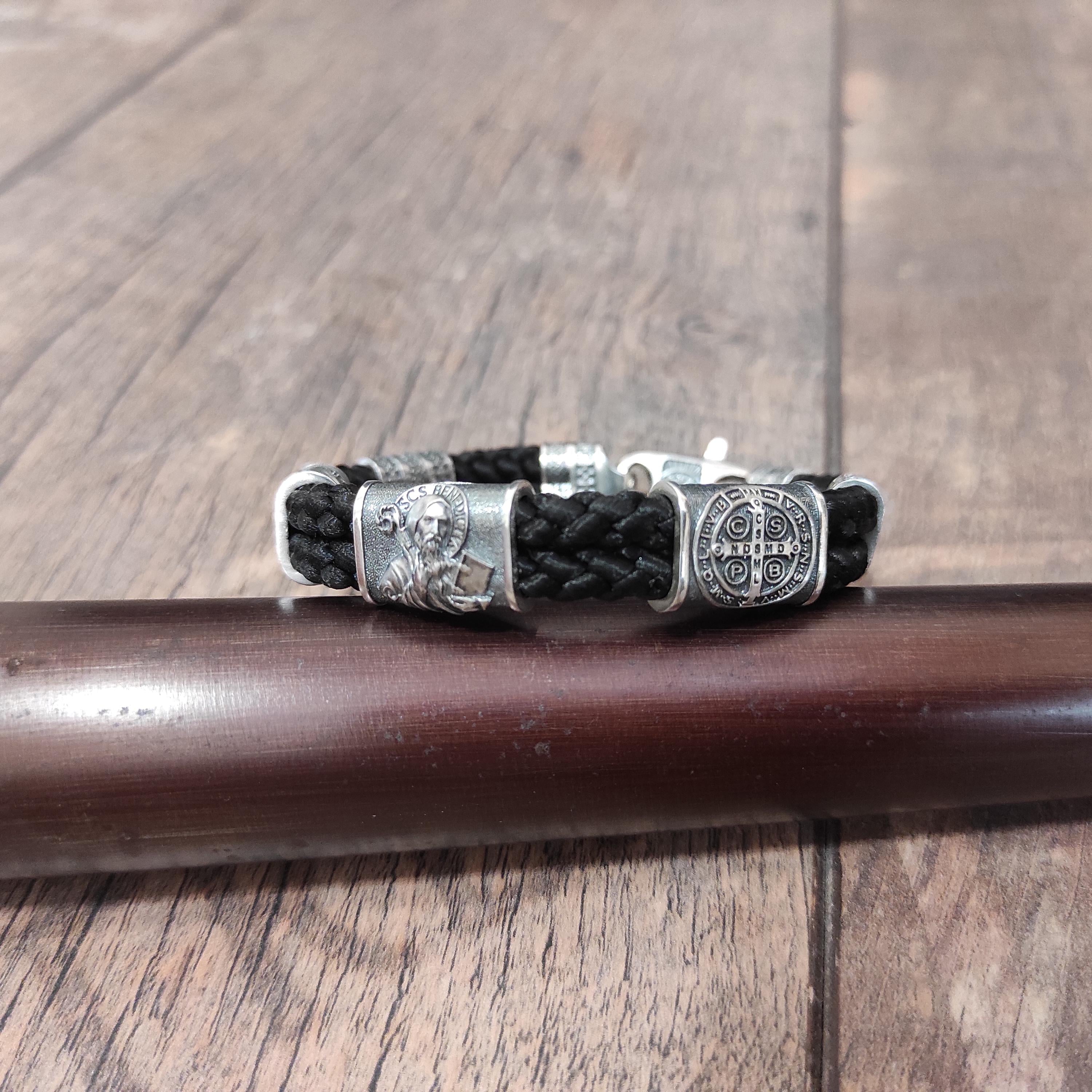 Handmade St. Benedict Silver Bracelet: Religious Exorcism Gift