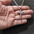 Handmade Saint Benedict Silver Crucifix Necklace: Religious Gift
