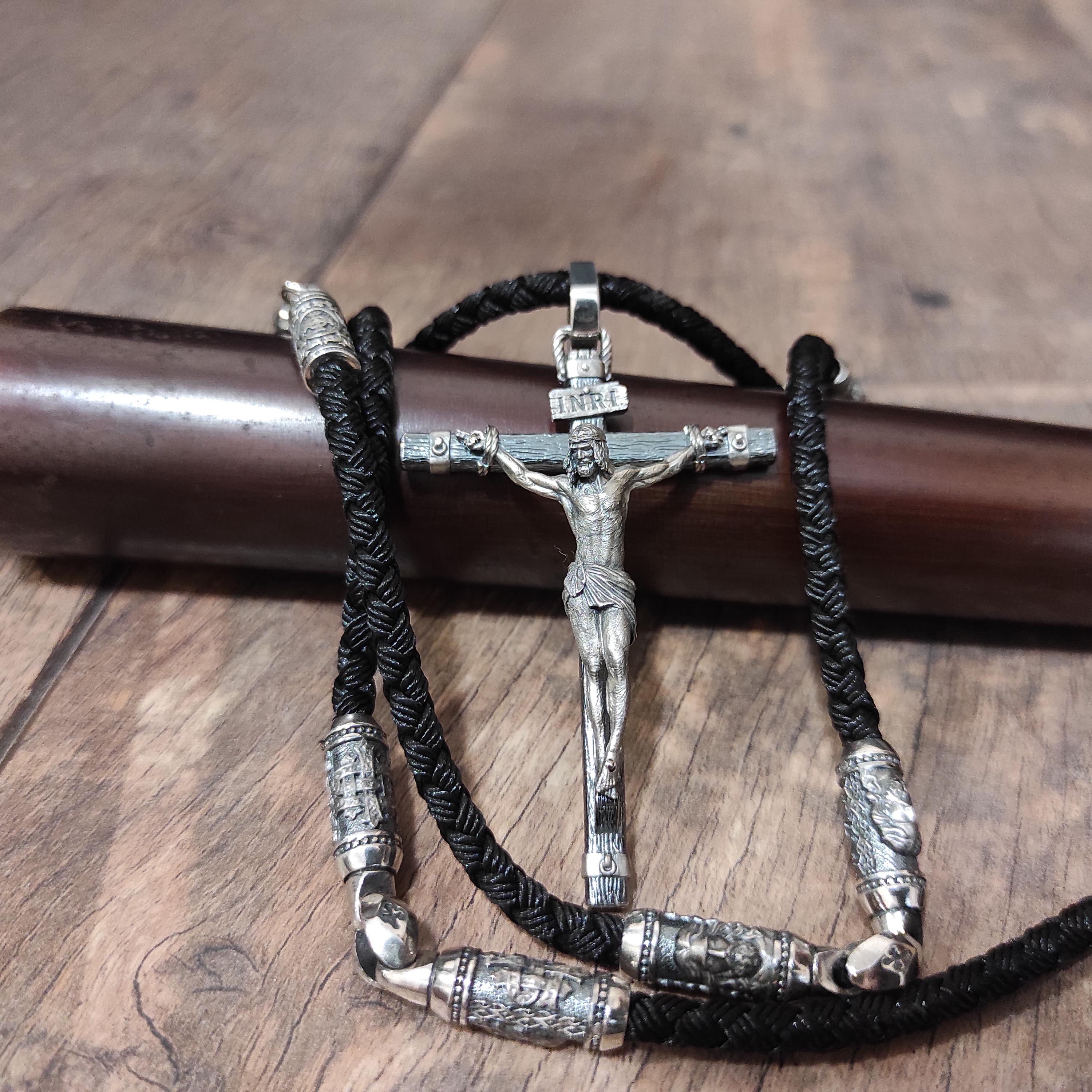 Personalized Sterling Silver Jesus Cross Necklace: Handmade Religious Pendant