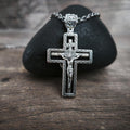 Personalized Saint Benedict Crucifix Necklace Archangel Saint Michael : Sterling Silver & Ebony Wood