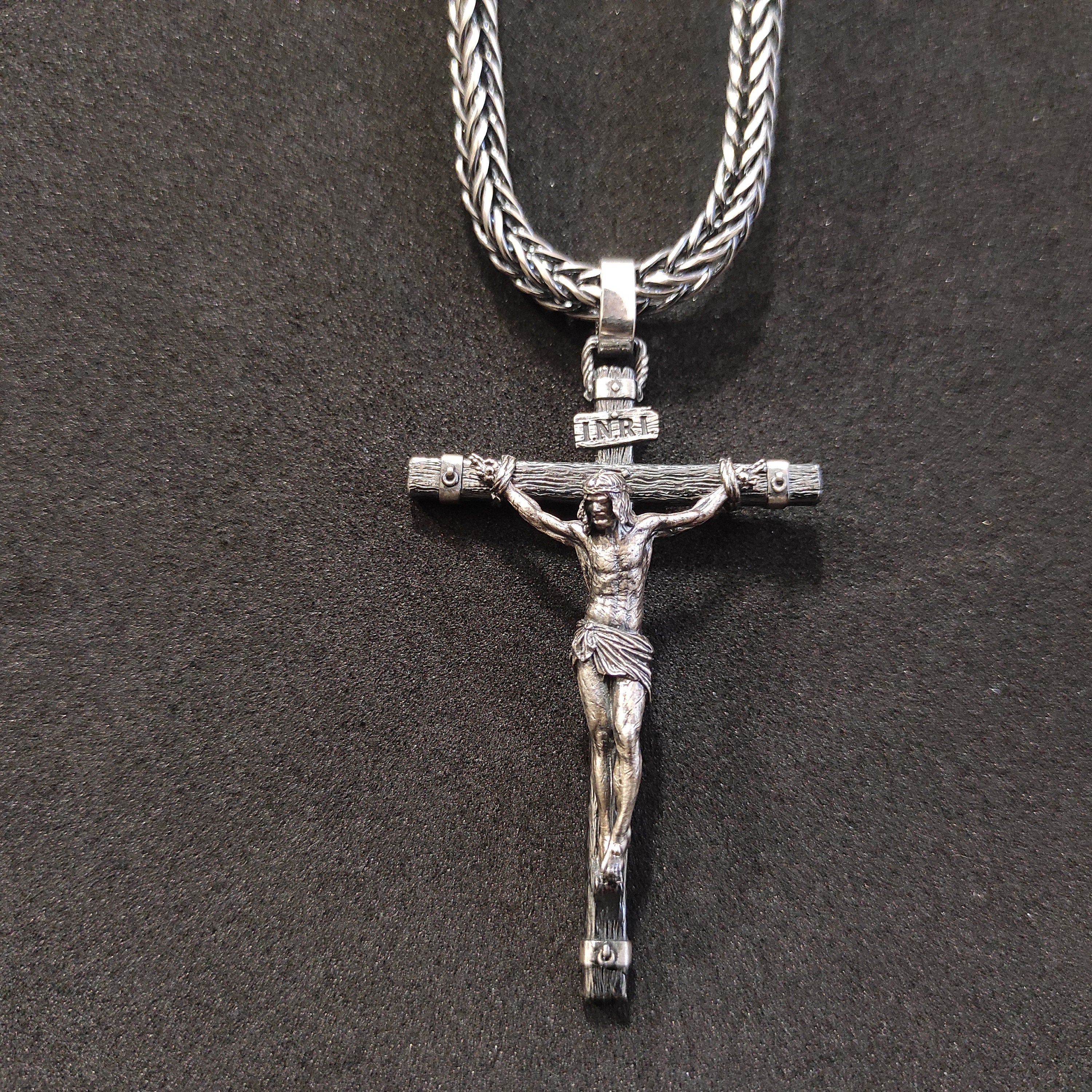 Personalized Sterling Silver Jesus Cross Necklace: Handmade Religious Gift