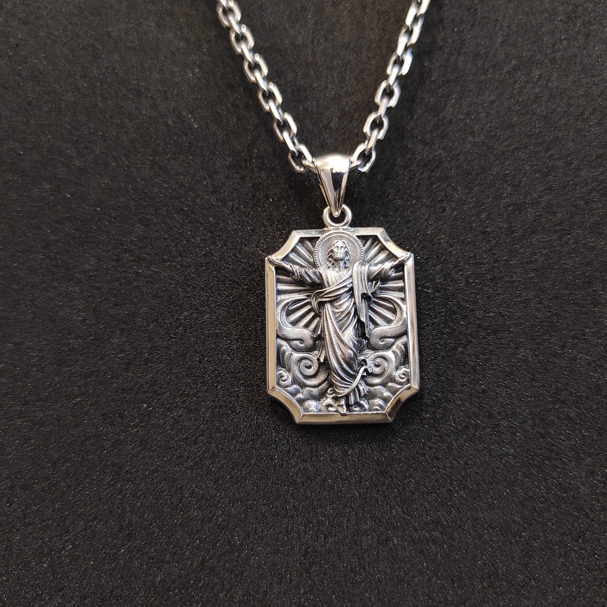 Sterling Silver Ascension Cross Necklace: Christian Jesus Crucifix Pendant