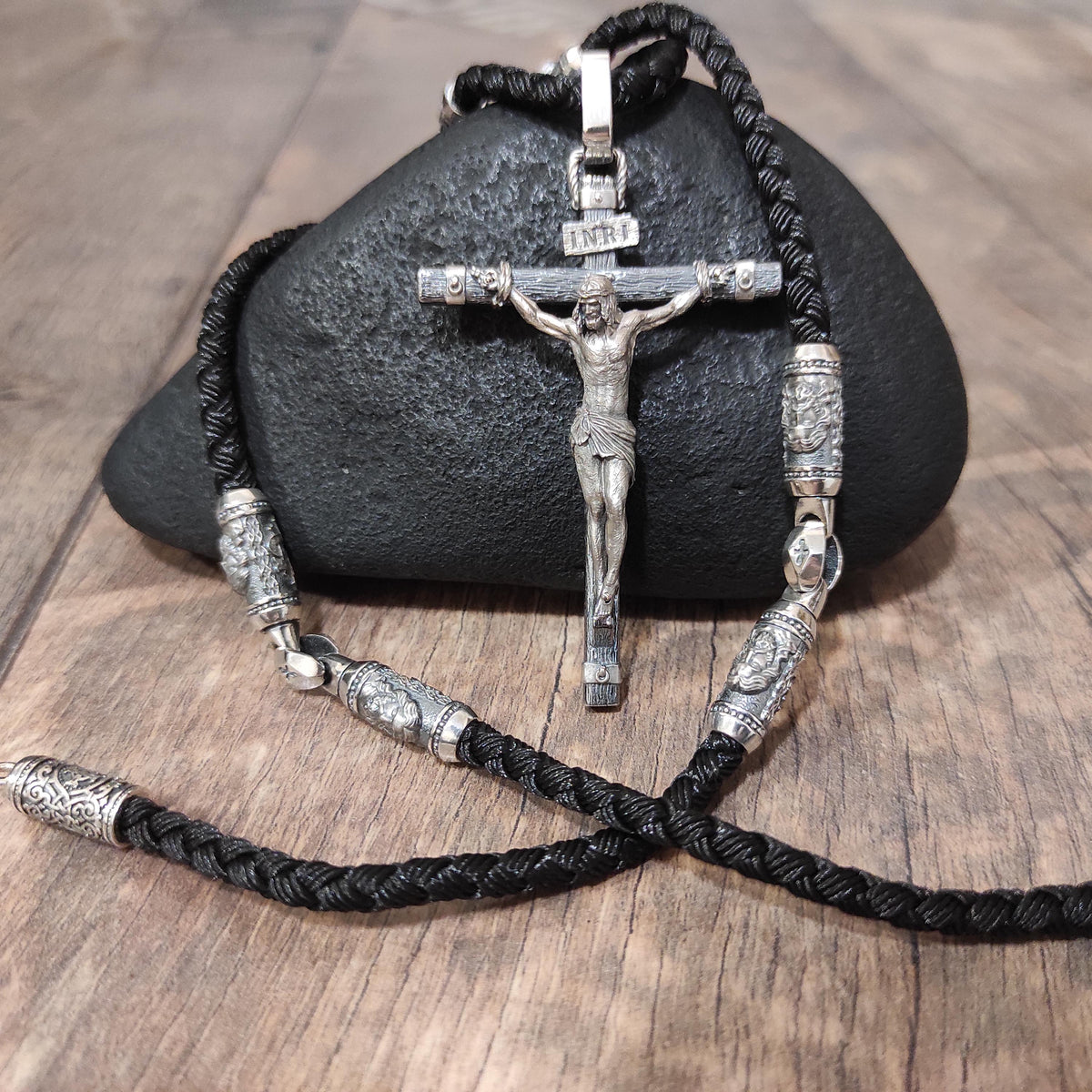Personalized Sterling Silver Jesus Cross Necklace: Handmade Religious Pendant