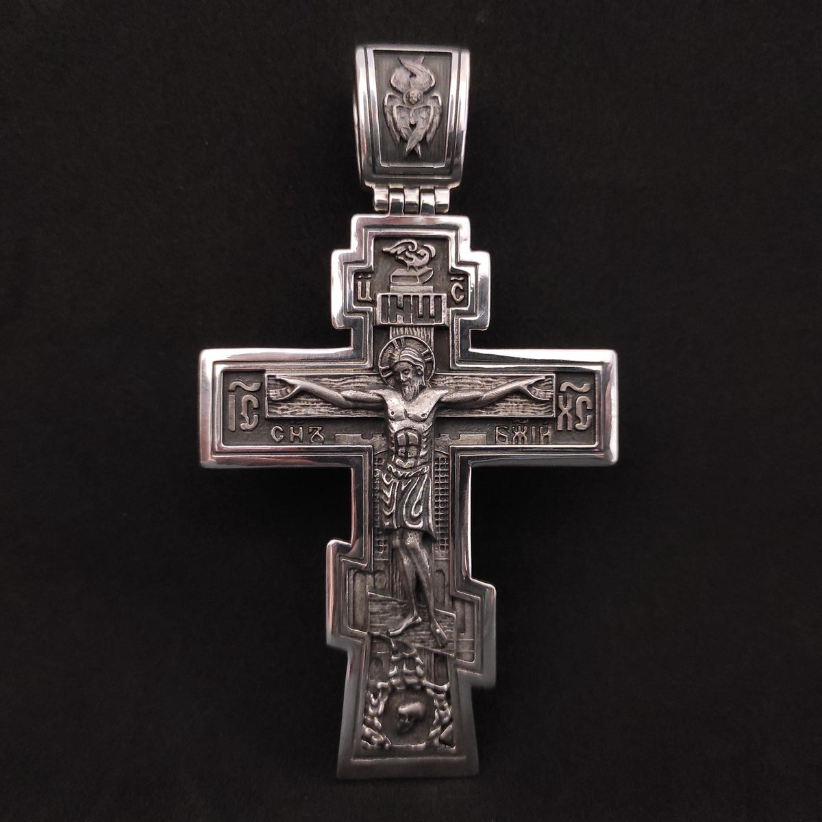 Sterling Silver Orthodox Crucifix Pendant - Religious Christian Jewelry