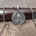 Handmade Sterling Silver St. Benedict Locket Necklace - Religious Christian Gift