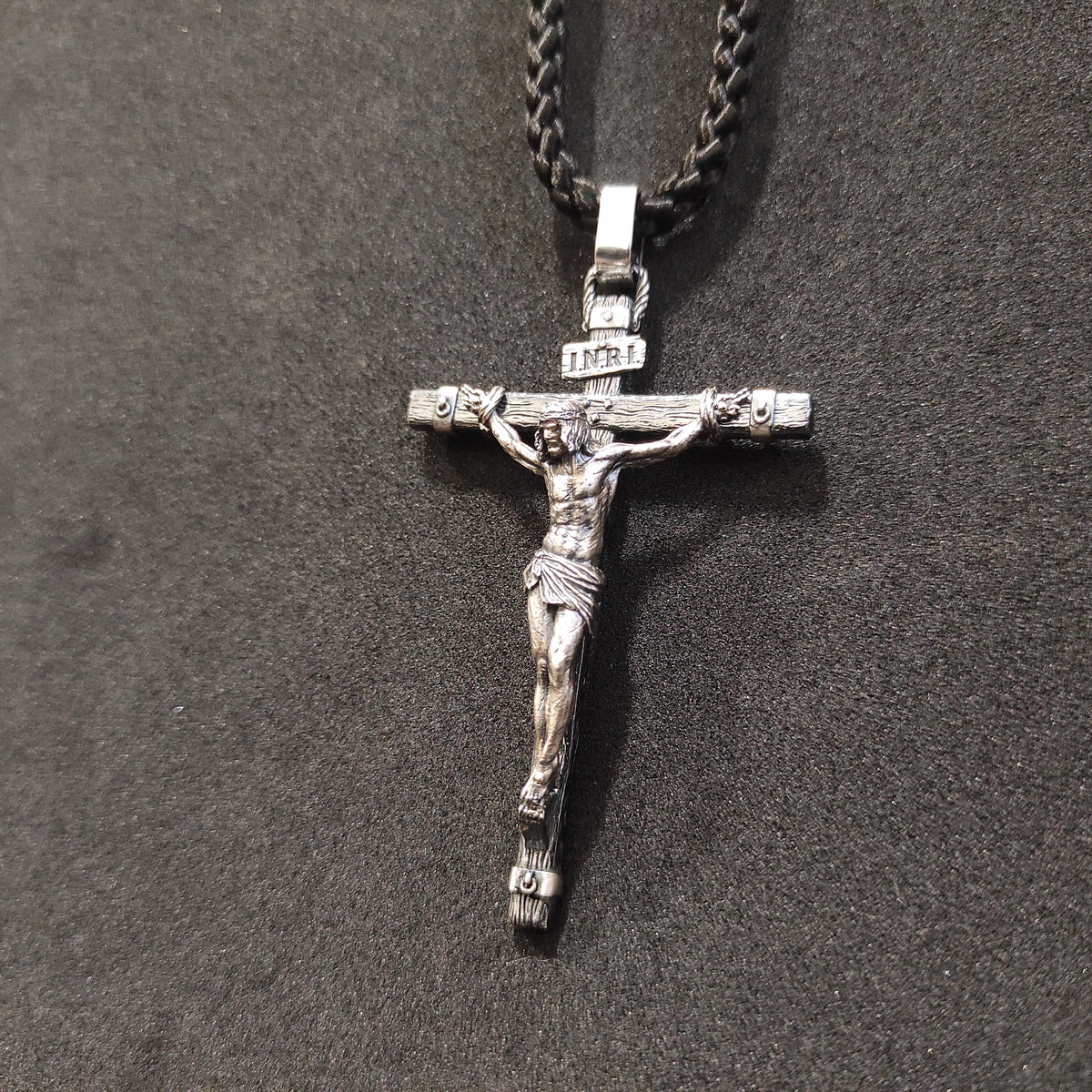 Personalized Silver Jesus Cross Pendant Necklace: Handmade Religious Gift