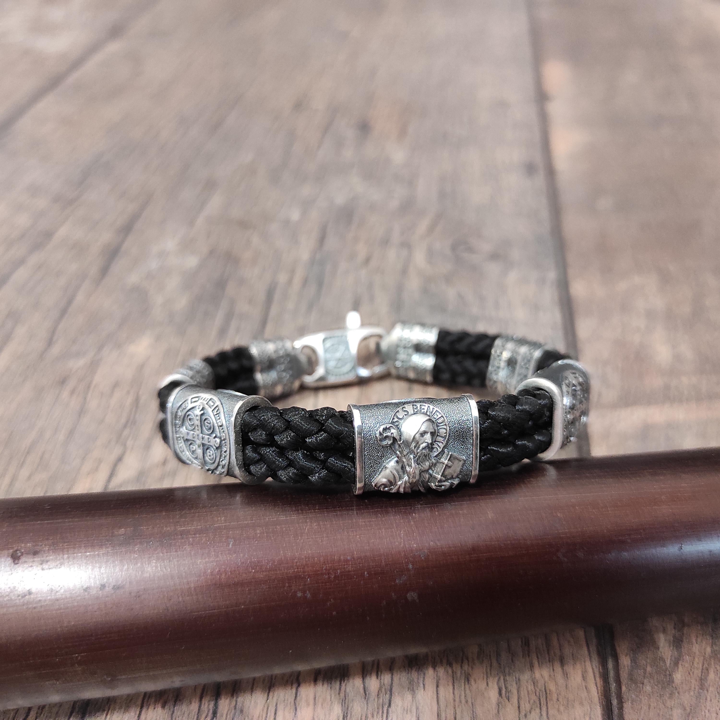 Handmade St. Benedict Silver Bracelet: Religious Exorcism Gift