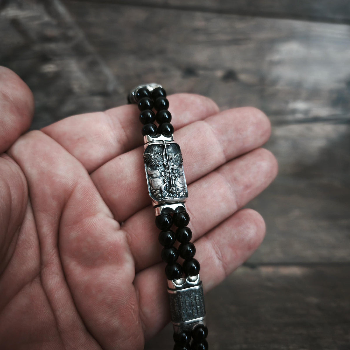 Handmade Sterling Silver Saint Michael Bracelet: Archangel Shield Jewelry