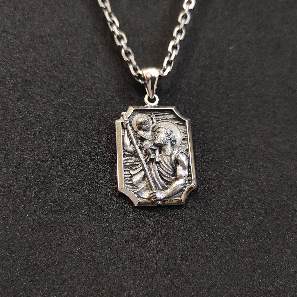Personalized St. Christopher Sterling Silver Necklace: Handmade Catholic Pendant
