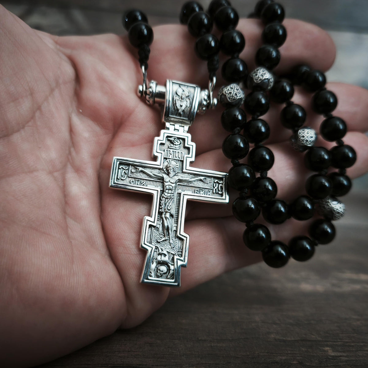 Sterling Silver Orthodox Crucifix Necklace: Religious Pendant