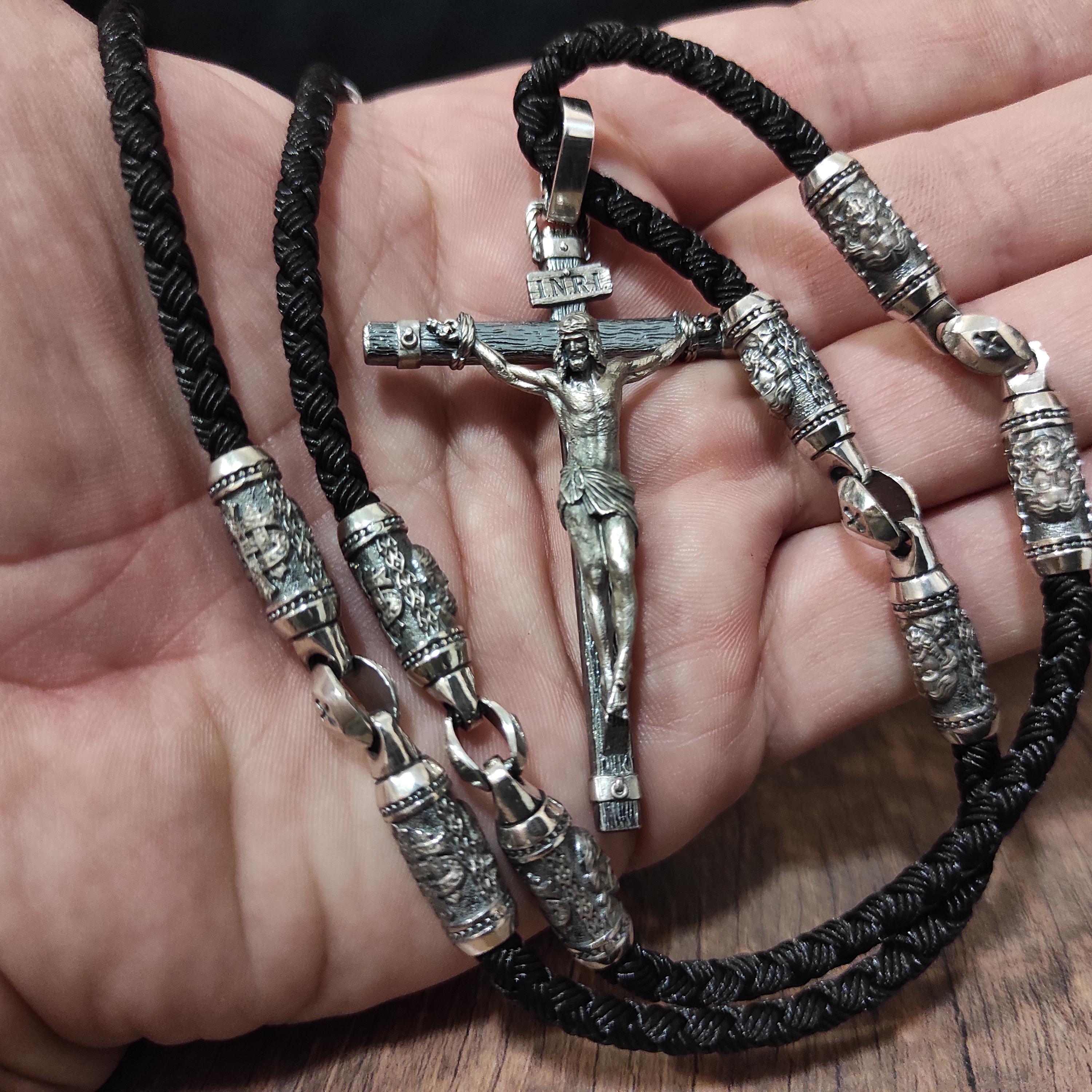 Personalized Sterling Silver Jesus Cross Necklace: Handmade Religious Pendant