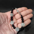 Handmade Saint Benedict Silver Bracelet: Agate Stone, Religious Gift