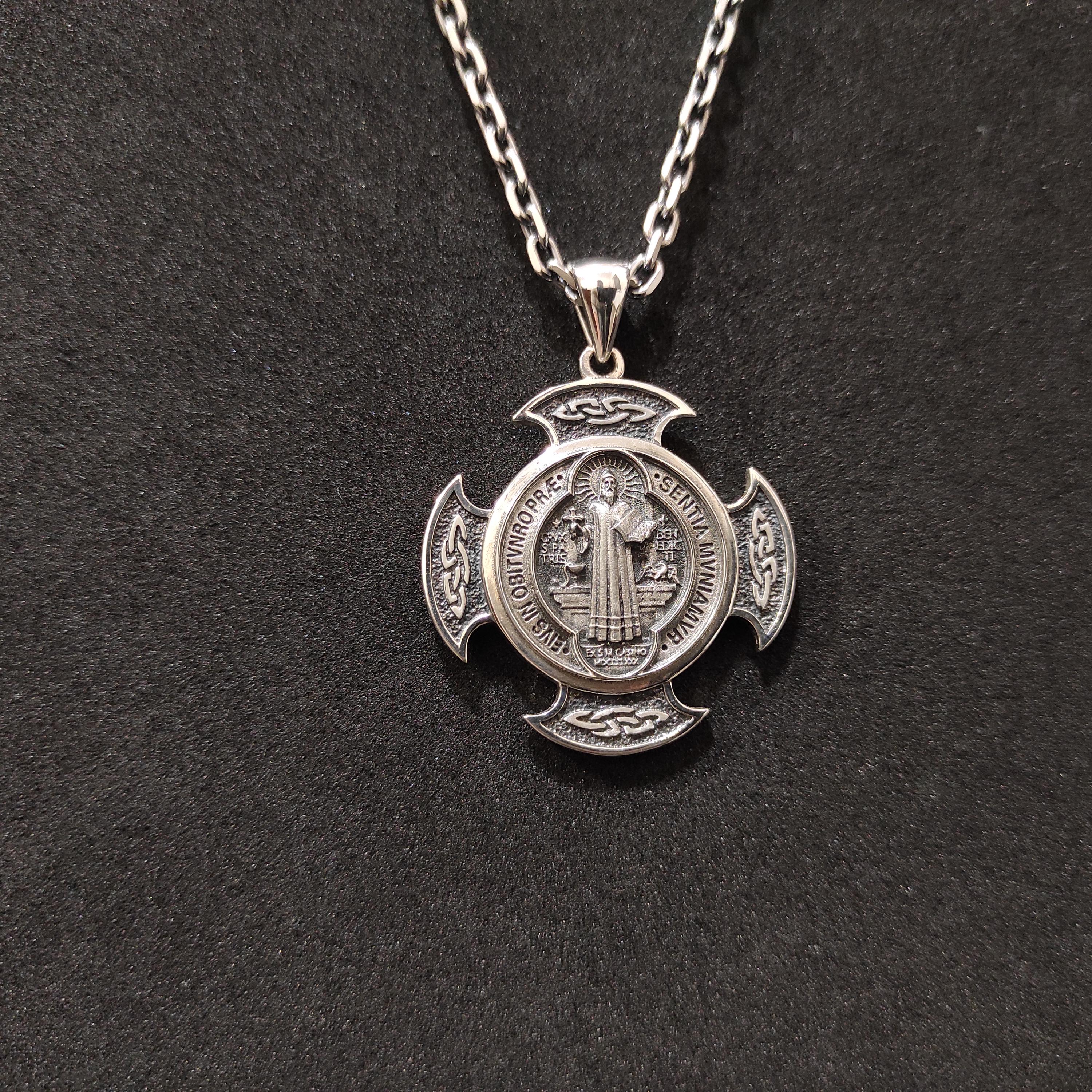 Personalized St. Benedict Sterling Silver Necklace: Handmade Christian Locket