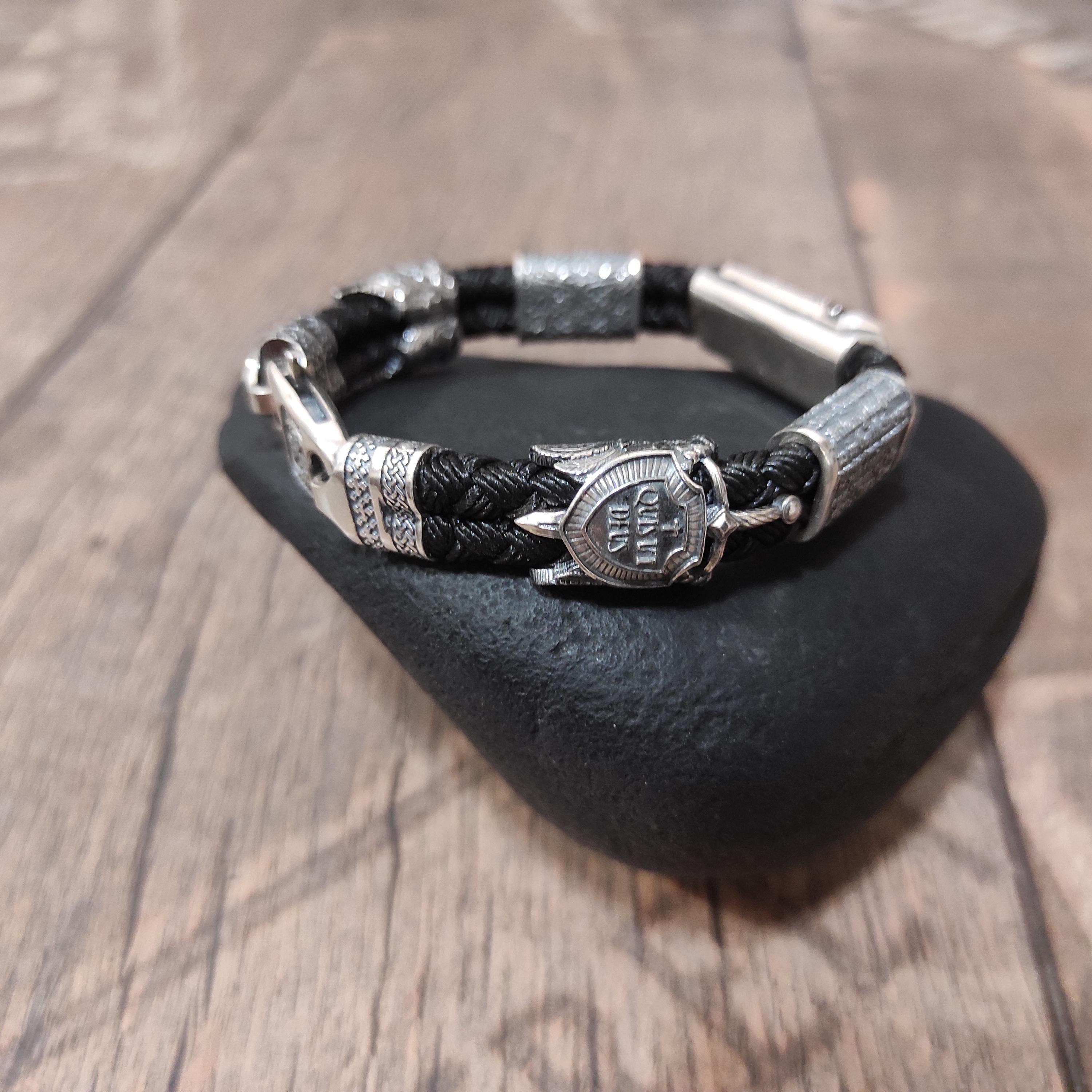 Handmade Sterling Silver Saint Michael Bracelet: Archangel Shield Jewelry