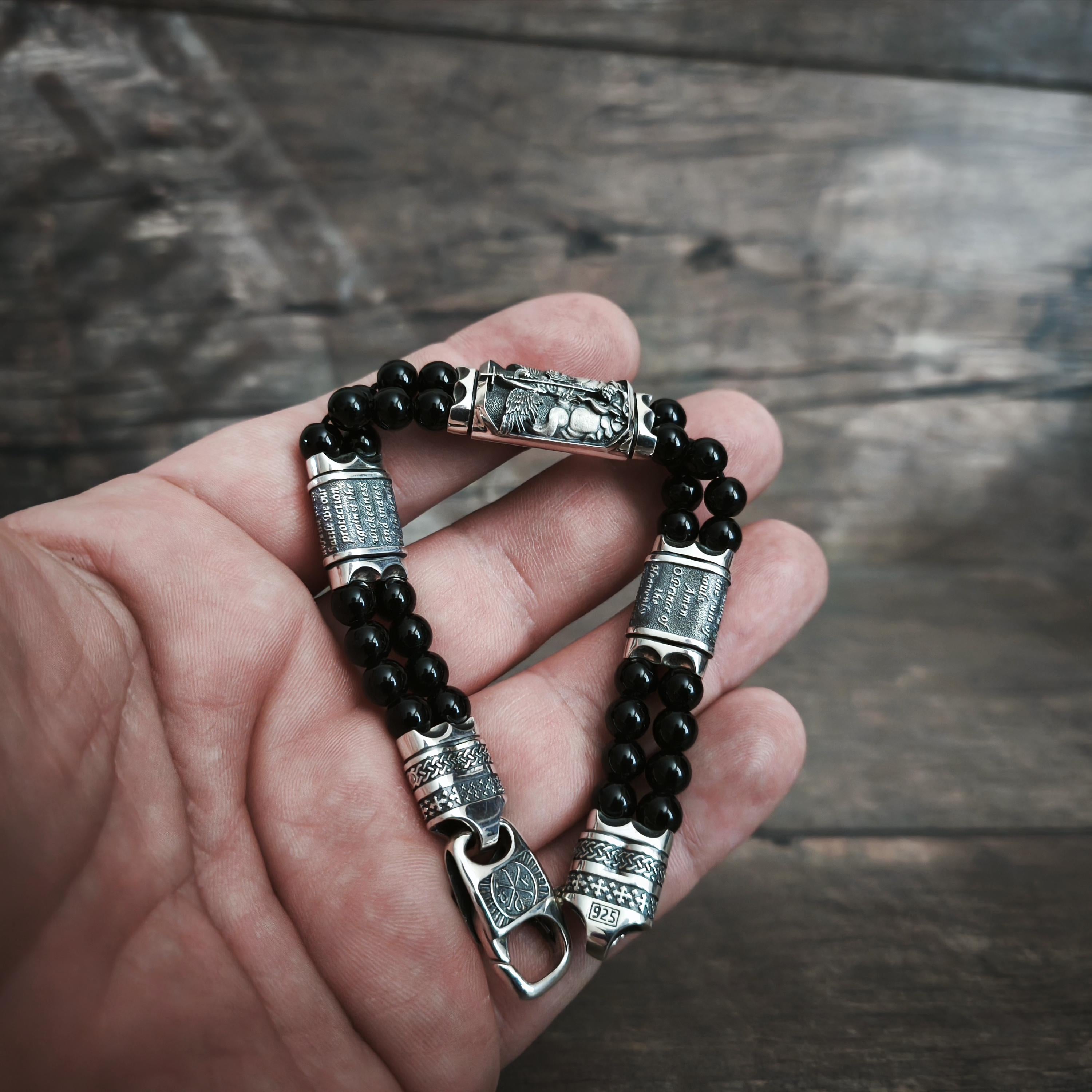Handmade Sterling Silver Saint Michael Bracelet: Archangel Shield Jewelry