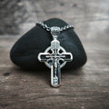 Personalized Saint Benedict Crucifix Necklace Archangel Saint Michael : Sterling Silver & Ebony Wood