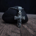 Sterling Silver Orthodox Crucifix Necklace & Ebony Wood - Religious Pendant