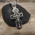 Personalized Saint Benedict Crucifix Necklace Archangel Saint Michael : Sterling Silver & Ebony Wood