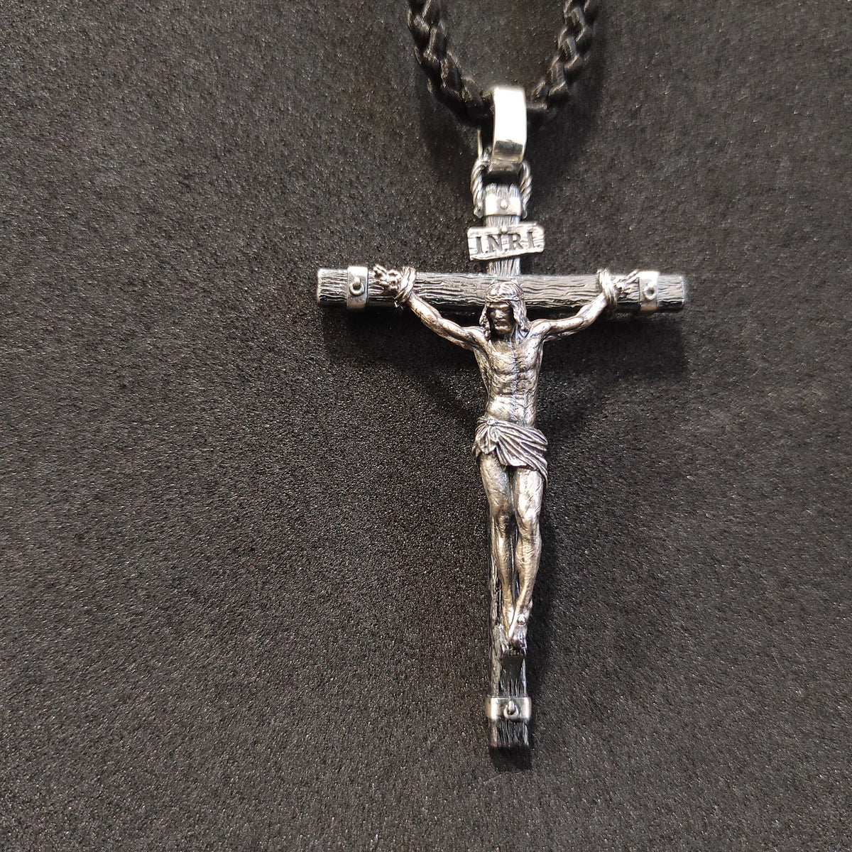 Personalized Silver Jesus Cross Pendant Necklace: Handmade Religious Gift