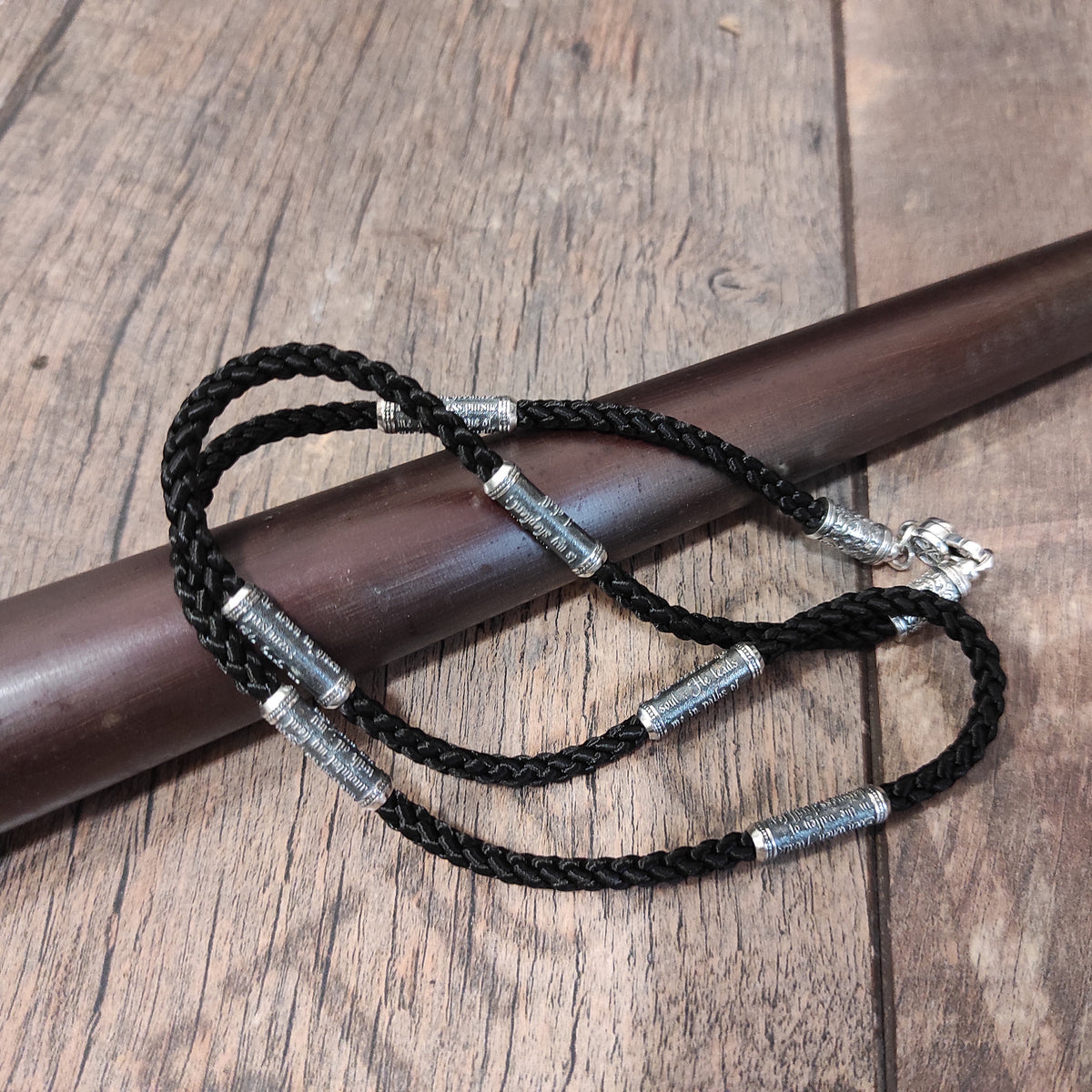 Silk Lace Necklace with 925 Silver Psalm Inscription