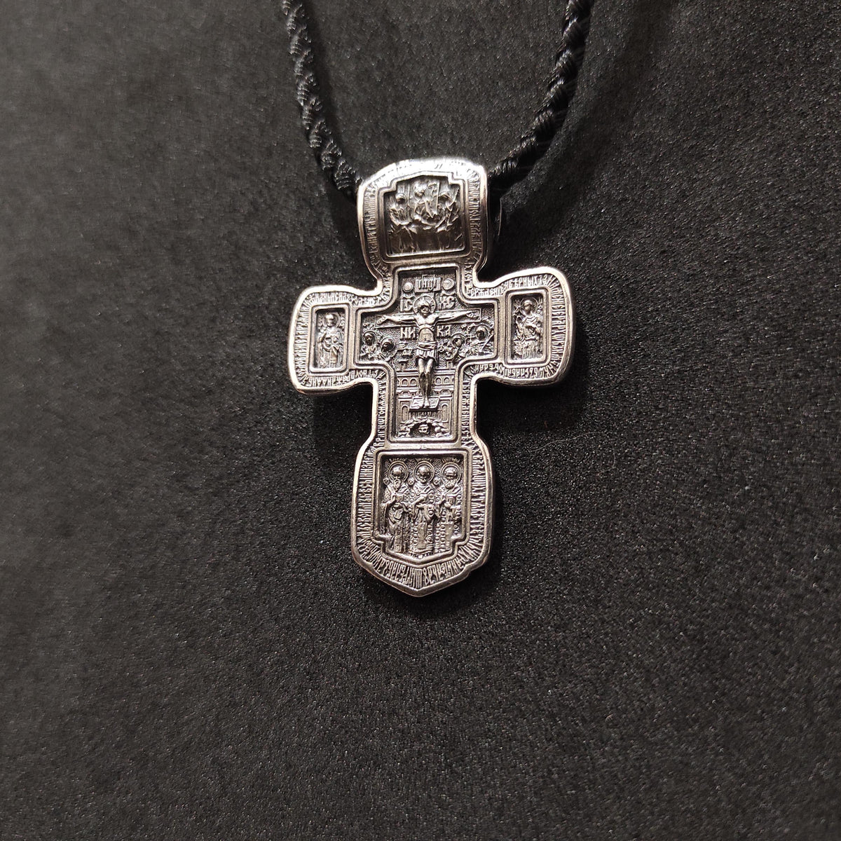 Sterling Silver Orthodox Crucifix Pendant - Religious Necklace