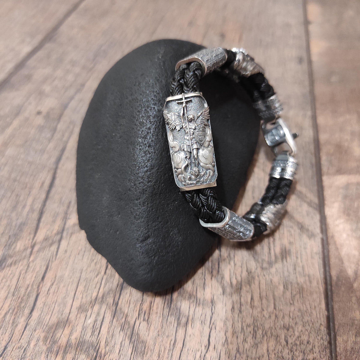 Handmade Sterling Silver Saint Michael Bracelet: Archangel Shield Jewelry