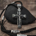 Sterling Silver Crucifix Archangel Michael Necklace & Ebony Wood - Religious Pendant