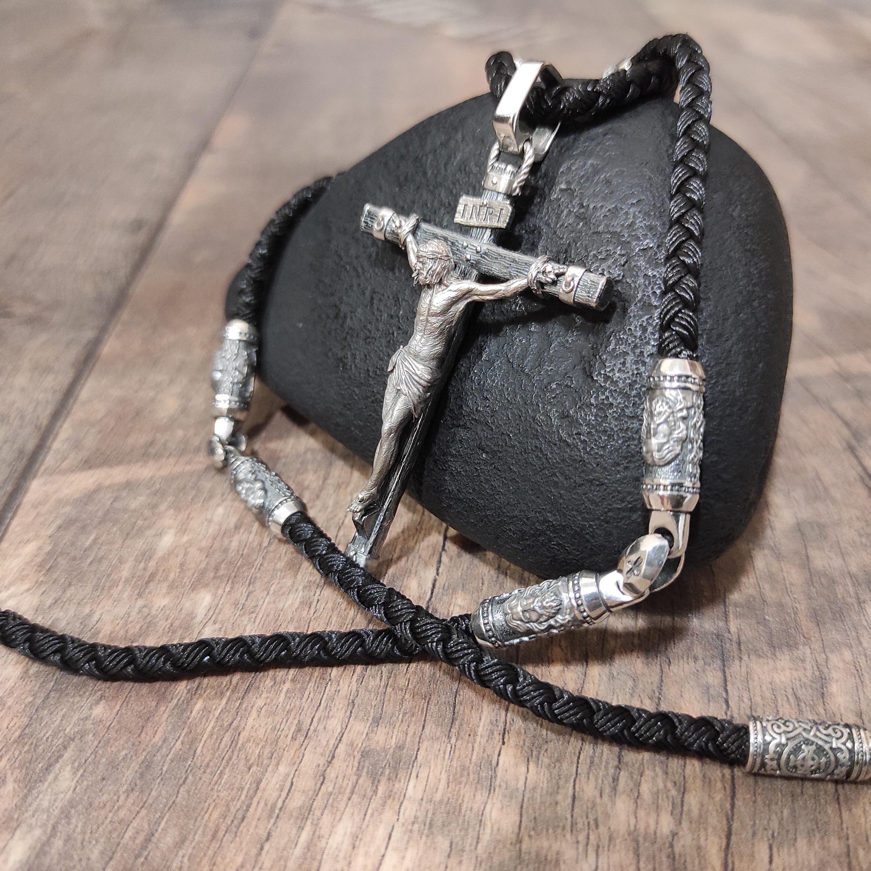 Personalized Sterling Silver Jesus Cross Necklace: Handmade Religious Pendant